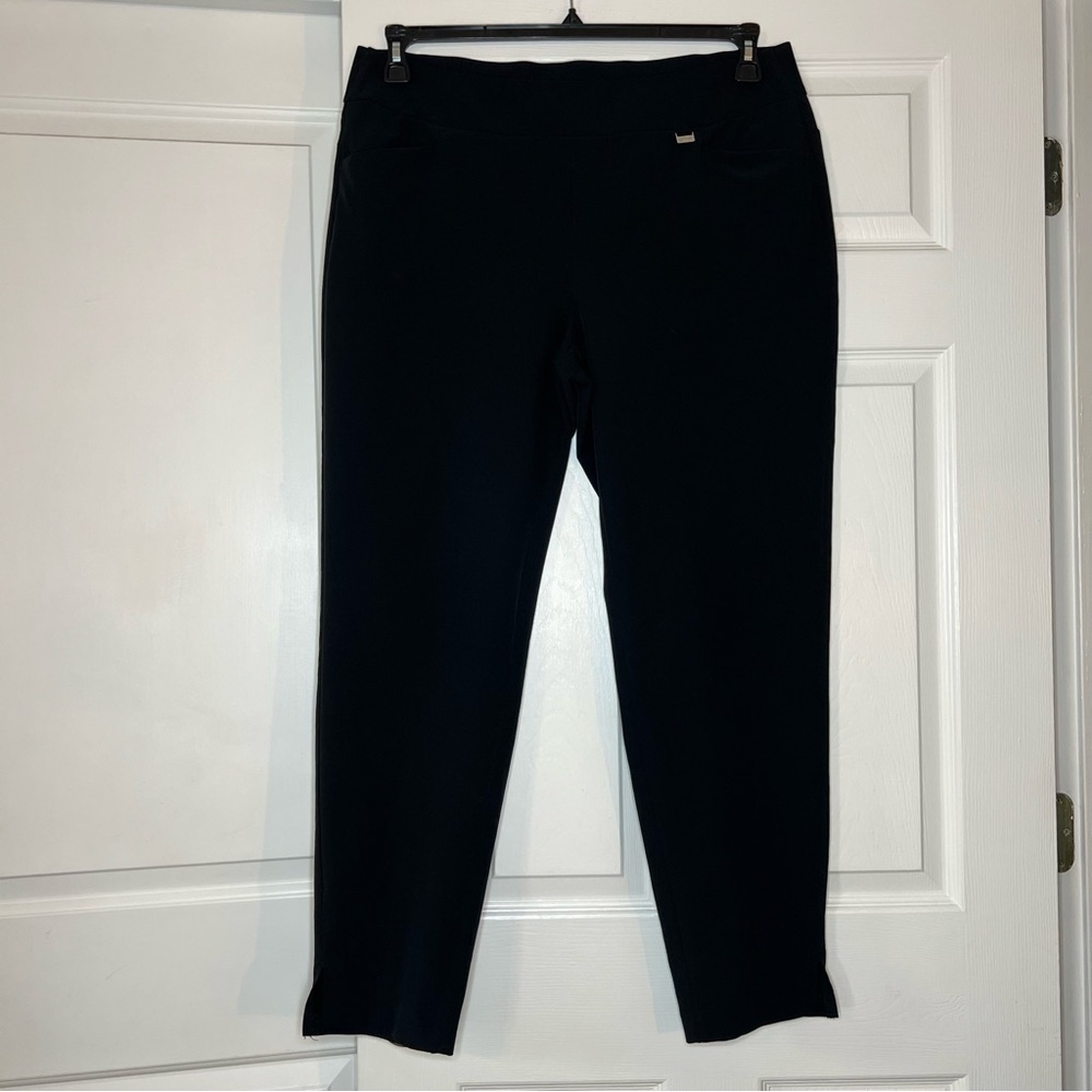 Greg Norman Black Elastic Waist Pull On Performance Golf Pants Stretch Womens XL